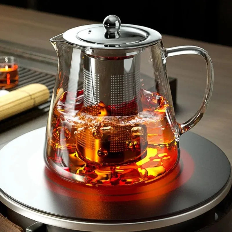 Glass Teapot – Heat-Resistant Borosilicate with Removable Stainless Steel Infuser, Kung Fu Tea Set