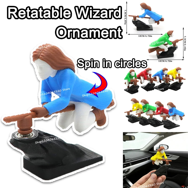 Retro Wizard Car Figurine Funny Desktop